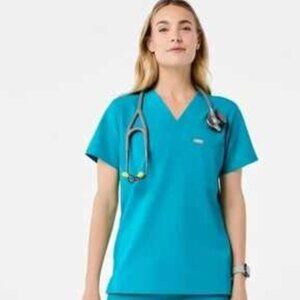 EUC FIGS TEAL WOMEN'S CATARINA ONE POCKET SCRUB TOP--SIZE SMALL